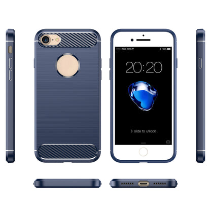 1.8mm Carbon Fiber Texture TPU Case Brushed Surface Phone Protective Cover for iPhone 8/7