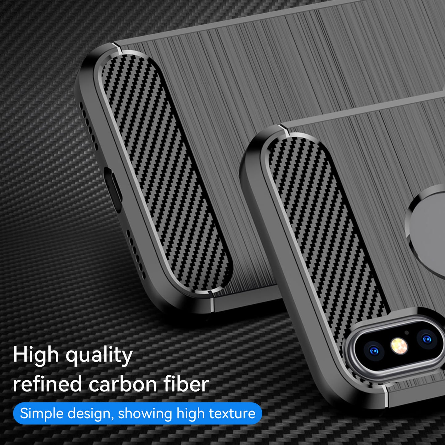 1.8mm Brushed Surface TPU Back Case Carbon Fiber Texture Fall-Resistant Phone Protective Cover for iPhone X/XS 5.8 inch