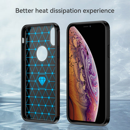 1.8mm Brushed Surface TPU Back Case Carbon Fiber Texture Fall-Resistant Phone Protective Cover for iPhone X/XS 5.8 inch