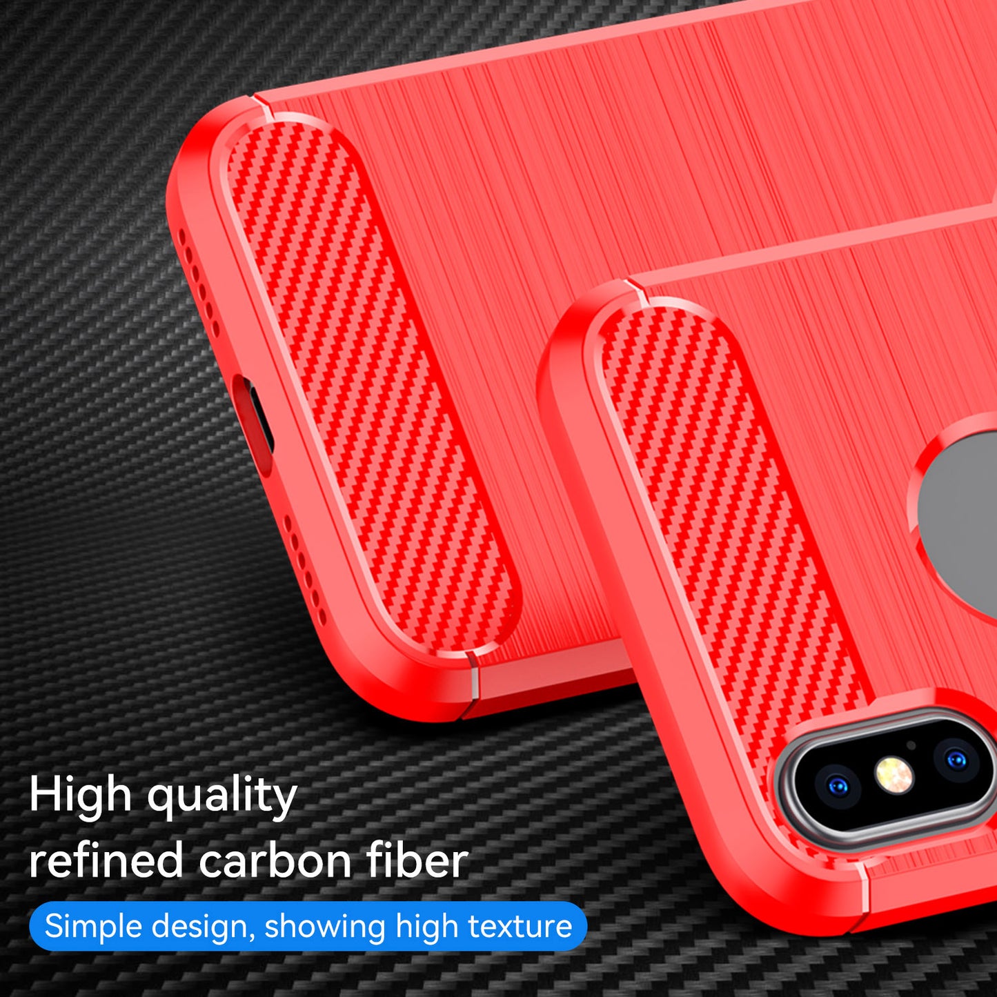 1.8mm Brushed Surface TPU Back Case Carbon Fiber Texture Fall-Resistant Phone Protective Cover for iPhone X/XS 5.8 inch