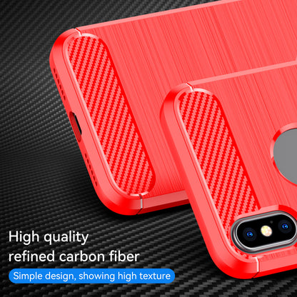 1.8mm Brushed Surface TPU Back Case Carbon Fiber Texture Fall-Resistant Phone Protective Cover for iPhone X/XS 5.8 inch