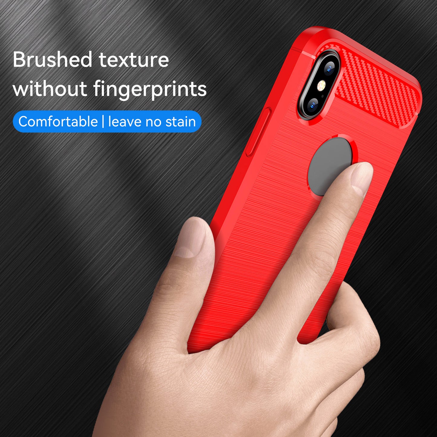 1.8mm Brushed Surface TPU Back Case Carbon Fiber Texture Fall-Resistant Phone Protective Cover for iPhone X/XS 5.8 inch