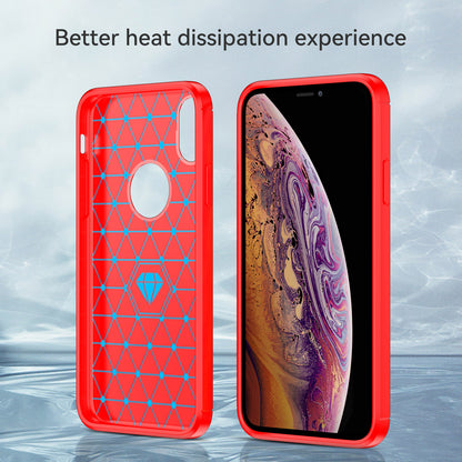 1.8mm Brushed Surface TPU Back Case Carbon Fiber Texture Fall-Resistant Phone Protective Cover for iPhone X/XS 5.8 inch