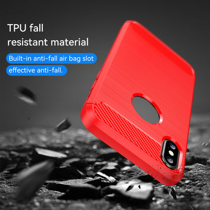 1.8mm Brushed Surface TPU Back Case Carbon Fiber Texture Fall-Resistant Phone Protective Cover for iPhone X/XS 5.8 inch