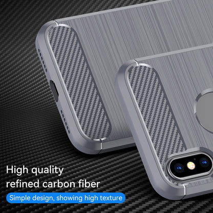 1.8mm Brushed Surface TPU Back Case Carbon Fiber Texture Fall-Resistant Phone Protective Cover for iPhone X/XS 5.8 inch
