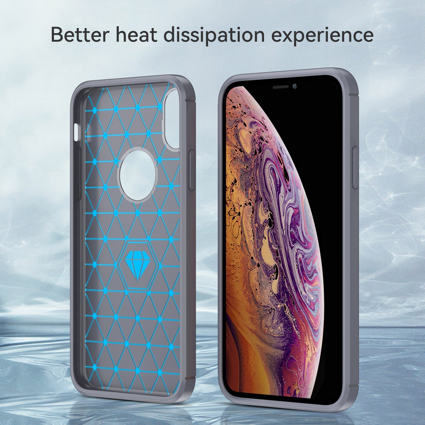 1.8mm Brushed Surface TPU Back Case Carbon Fiber Texture Fall-Resistant Phone Protective Cover for iPhone X/XS 5.8 inch