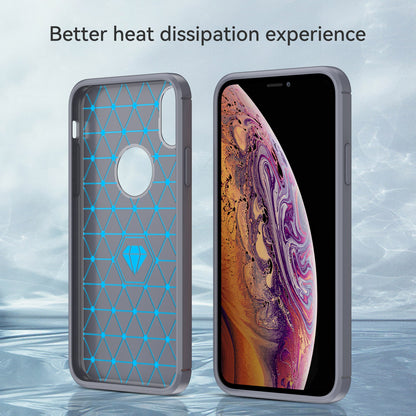 1.8mm Brushed Surface TPU Back Case Carbon Fiber Texture Fall-Resistant Phone Protective Cover for iPhone X/XS 5.8 inch