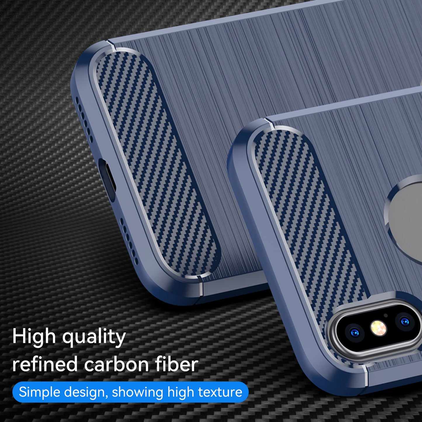 1.8mm Brushed Surface TPU Back Case Carbon Fiber Texture Fall-Resistant Phone Protective Cover for iPhone X/XS 5.8 inch