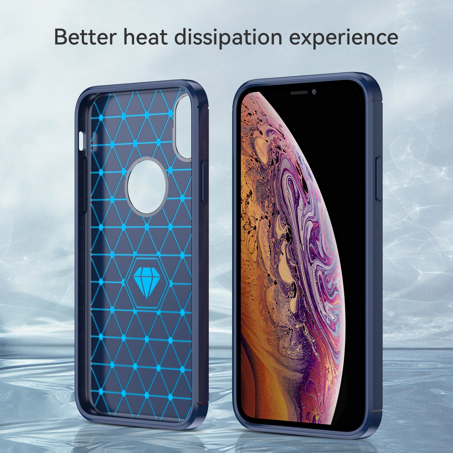 1.8mm Brushed Surface TPU Back Case Carbon Fiber Texture Fall-Resistant Phone Protective Cover for iPhone X/XS 5.8 inch