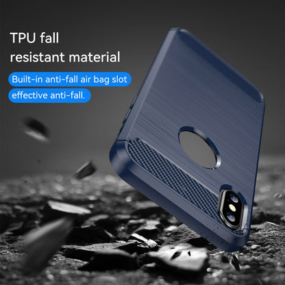 1.8mm Brushed Surface TPU Back Case Carbon Fiber Texture Fall-Resistant Phone Protective Cover for iPhone X/XS 5.8 inch