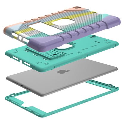 For iPad 10.2 (2021)/(2020)/(2019) Rainbow Design Tablet Cover Anti-fall Protection PC + Silicone Hybrid Case with Kickstand