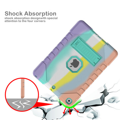 For iPad 10.2 (2021)/(2020)/(2019) Rainbow Design Tablet Cover Anti-fall Protection PC + Silicone Hybrid Case with Kickstand