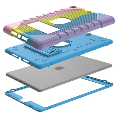 For iPad 10.2 (2021)/(2020)/(2019) Rainbow Design Tablet Cover Anti-fall Protection PC + Silicone Hybrid Case with Kickstand