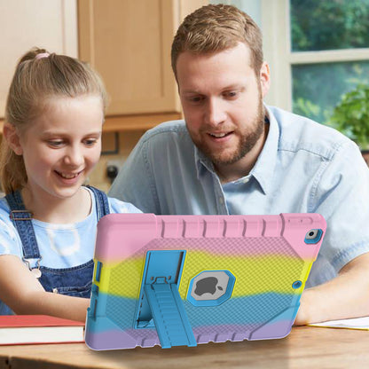 For iPad 10.2 (2021)/(2020)/(2019) Rainbow Design Tablet Cover Anti-fall Protection PC + Silicone Hybrid Case with Kickstand