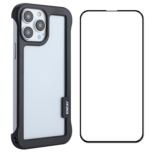 ENKAY HAT PRINCE For iPhone 13 Pro 6.1 inch Slim Phone Case + 9H Tempered Glass Screen Protector Protective Phone Shell Drop Resistance Cover