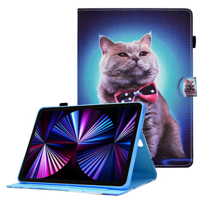 For iPad Pro 11-inch (2021)/(2020)/(2018)/Air (2020)/Air (2022) Pattern Printing Stitching PU Leather Auto Wake/Sleep Cover Card Slots Stand Tablet Case