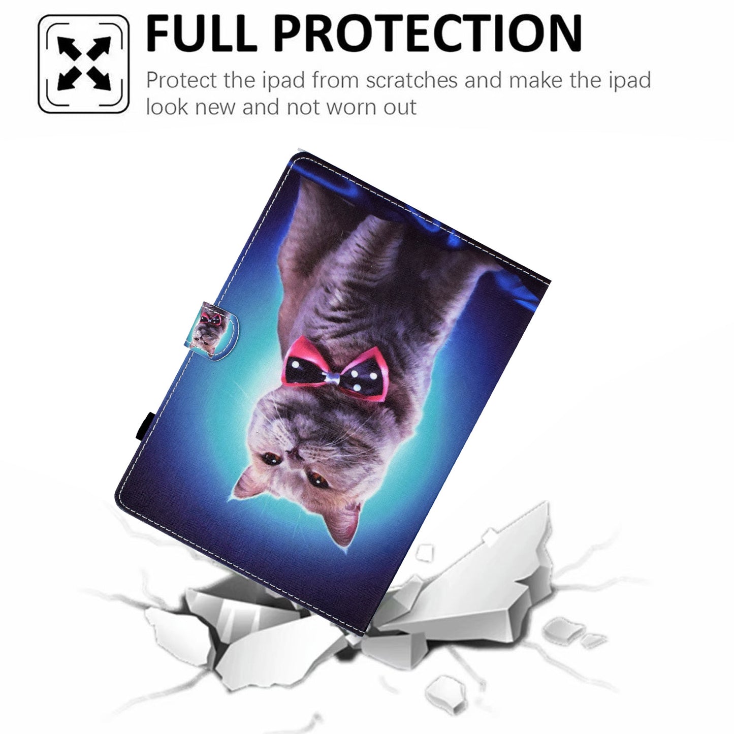 For iPad Pro 11-inch (2021)/(2020)/(2018)/Air (2020)/Air (2022) Pattern Printing Stitching PU Leather Auto Wake/Sleep Cover Card Slots Stand Tablet Case
