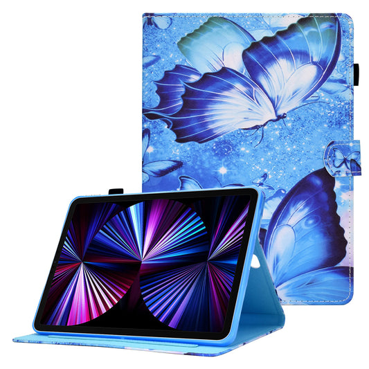 For iPad Pro 11-inch (2021)/(2020)/(2018)/Air (2020)/Air (2022) Pattern Printing Stitching PU Leather Auto Wake/Sleep Cover Card Slots Stand Tablet Case