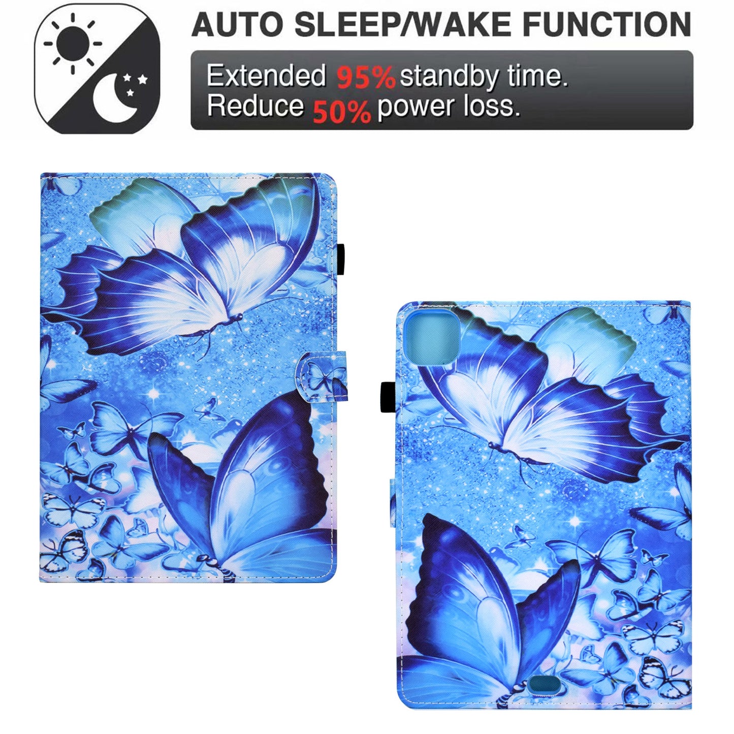 For iPad Pro 11-inch (2021)/(2020)/(2018)/Air (2020)/Air (2022) Pattern Printing Stitching PU Leather Auto Wake/Sleep Cover Card Slots Stand Tablet Case