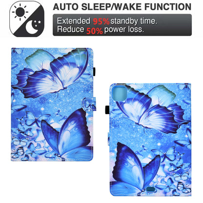 For iPad Pro 11-inch (2021)/(2020)/(2018)/Air (2020)/Air (2022) Pattern Printing Stitching PU Leather Auto Wake/Sleep Cover Card Slots Stand Tablet Case