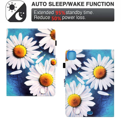 For iPad Pro 11-inch (2021)/(2020)/(2018)/Air (2020)/Air (2022) Pattern Printing Stitching PU Leather Auto Wake/Sleep Cover Card Slots Stand Tablet Case