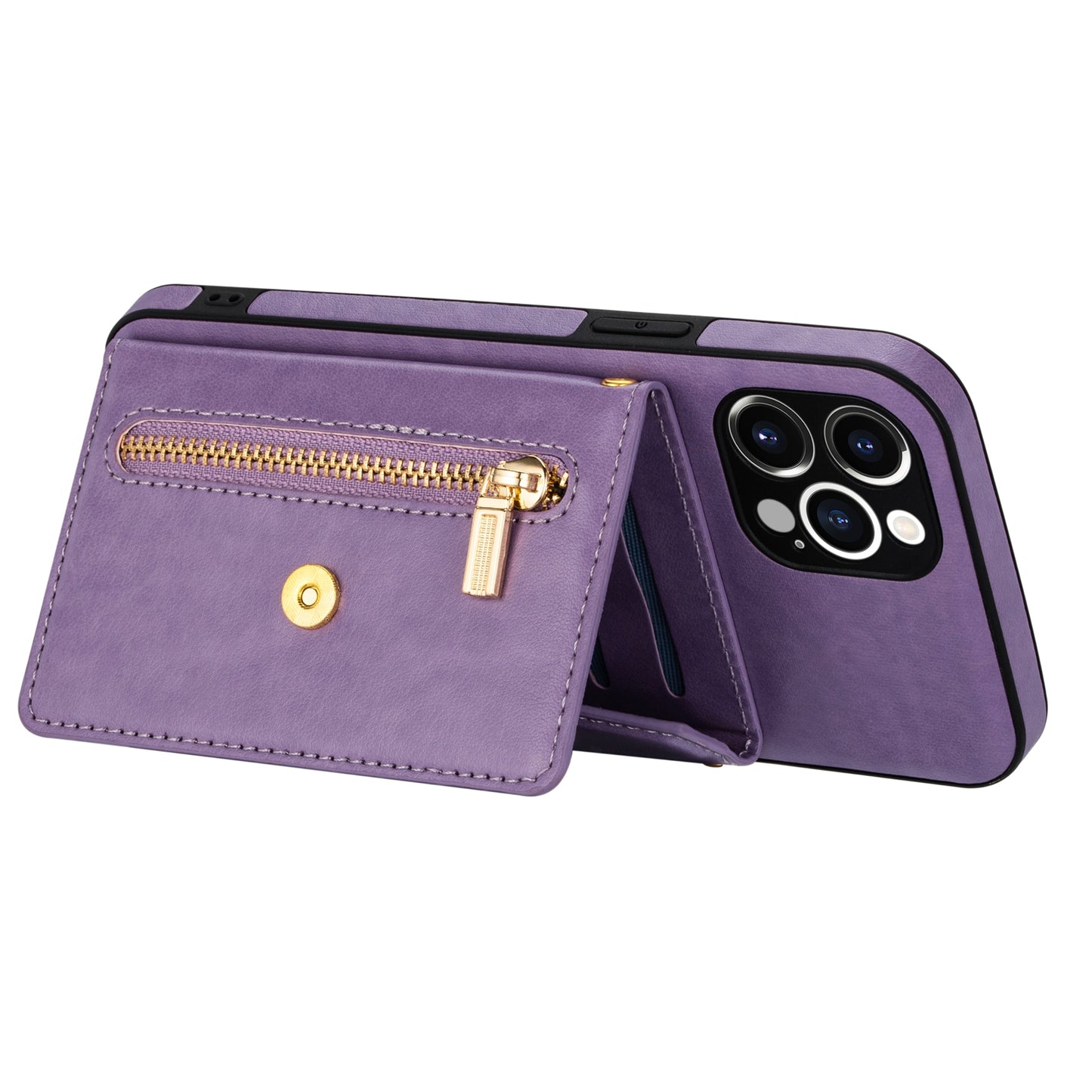 N.BEKUS for iPhone 13 Pro 6.1 inch Anti-scratch Drop-proof Kickstand Design Wallet PU Leather + TPU Phone Shell Case with Long Lanyard