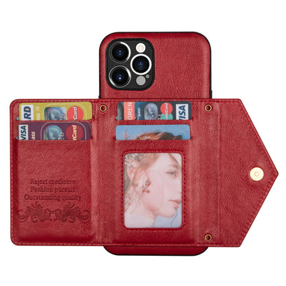 N.BEKUS for iPhone 13 Pro 6.1 inch Anti-scratch Drop-proof Kickstand Design Wallet PU Leather + TPU Phone Shell Case with Long Lanyard