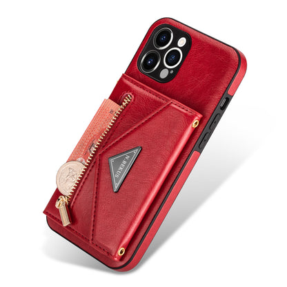 N.BEKUS for iPhone 13 Pro 6.1 inch Anti-scratch Drop-proof Kickstand Design Wallet PU Leather + TPU Phone Shell Case with Long Lanyard