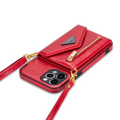 N.BEKUS for iPhone 13 Pro 6.1 inch Anti-scratch Drop-proof Kickstand Design Wallet PU Leather + TPU Phone Shell Case with Long Lanyard