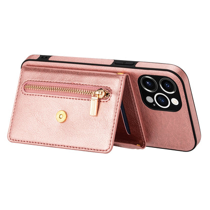 N.BEKUS for iPhone 13 Pro 6.1 inch Anti-scratch Drop-proof Kickstand Design Wallet PU Leather + TPU Phone Shell Case with Long Lanyard
