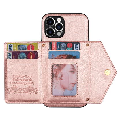 N.BEKUS for iPhone 13 Pro 6.1 inch Anti-scratch Drop-proof Kickstand Design Wallet PU Leather + TPU Phone Shell Case with Long Lanyard