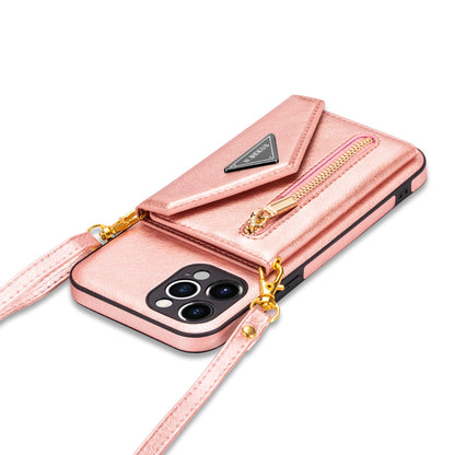 N.BEKUS for iPhone 13 Pro 6.1 inch Anti-scratch Drop-proof Kickstand Design Wallet PU Leather + TPU Phone Shell Case with Long Lanyard
