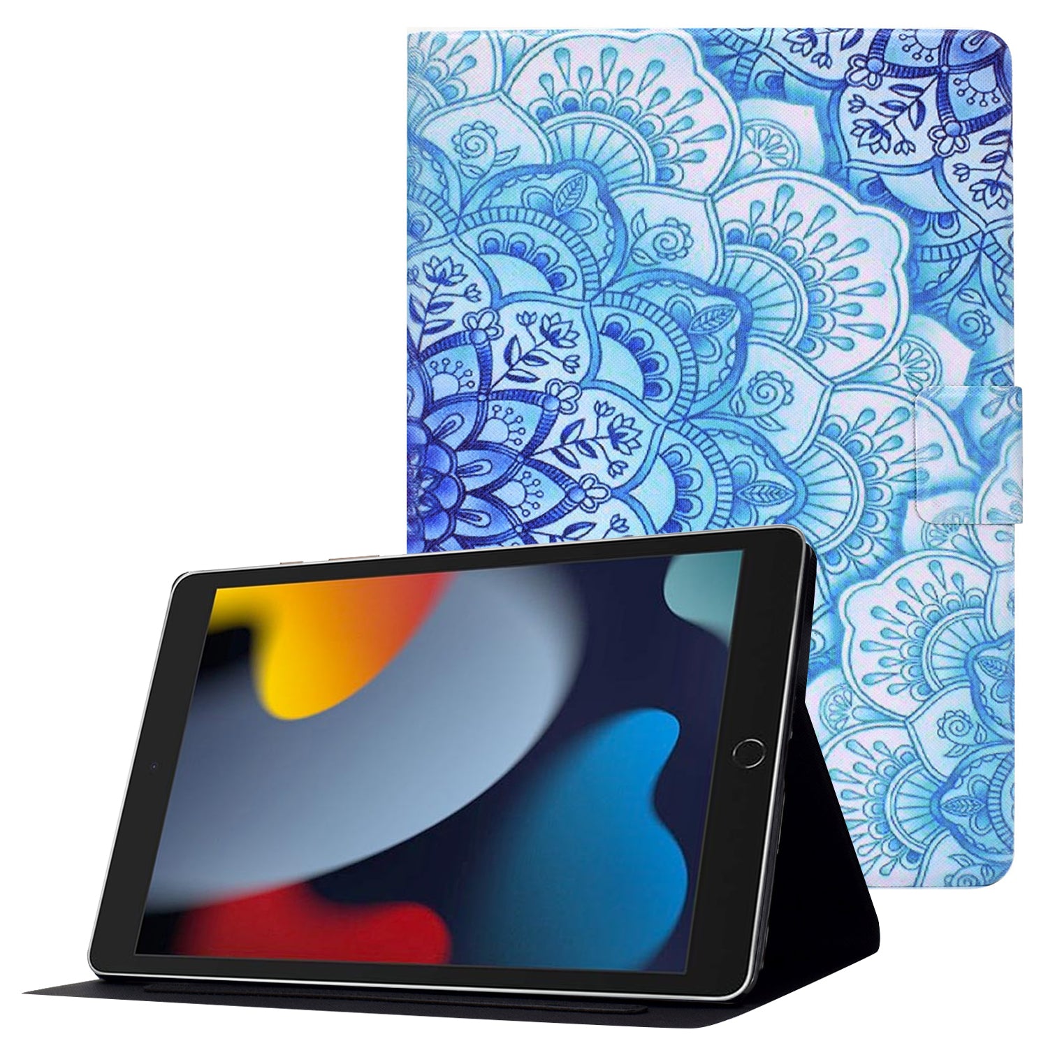 For iPad 10.2 (2021)/(2019)/(2020)/iPad Pro 10.5 (2017)/iPad Air 10.5 (2019) Pattern Printing PU Leather Tablet Case Cover Card Holder Stand Shell