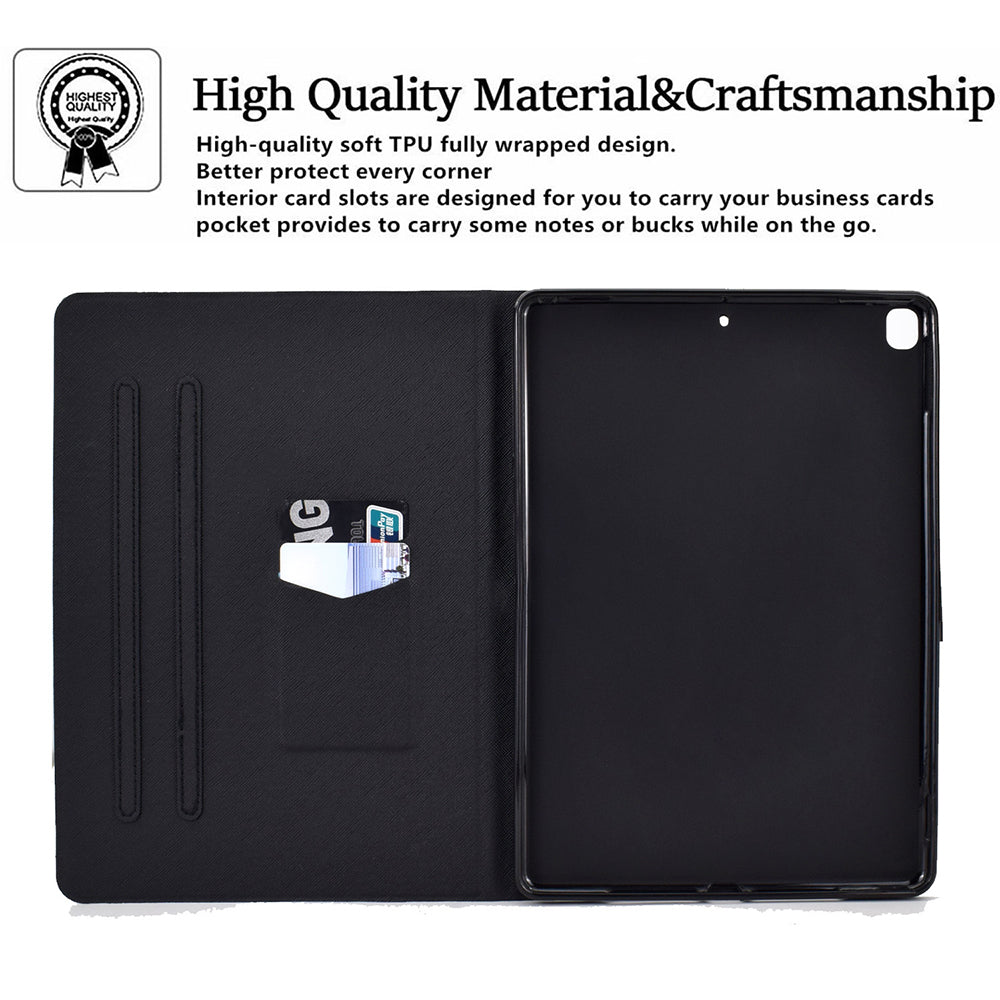 For iPad 10.2 (2021)/(2019)/(2020)/iPad Pro 10.5 (2017)/iPad Air 10.5 (2019) Pattern Printing PU Leather Tablet Case Cover Card Holder Stand Shell