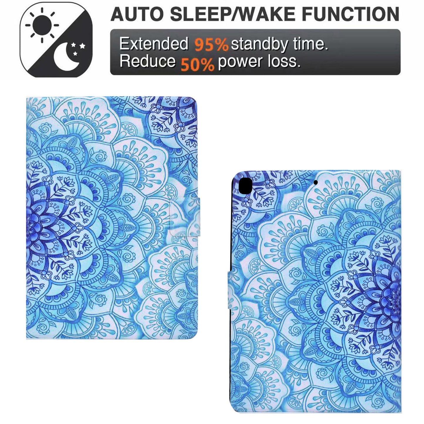 For iPad 10.2 (2021)/(2019)/(2020)/iPad Pro 10.5 (2017)/iPad Air 10.5 (2019) Pattern Printing PU Leather Tablet Case Cover Card Holder Stand Shell