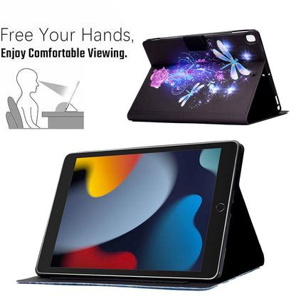 For iPad 10.2 (2021)/(2019)/(2020)/iPad Pro 10.5 (2017)/iPad Air 10.5 (2019) Pattern Printing PU Leather Tablet Case Cover Card Holder Stand Shell