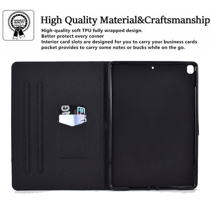 For iPad 10.2 (2021)/(2019)/(2020)/iPad Pro 10.5 (2017)/iPad Air 10.5 (2019) Pattern Printing PU Leather Tablet Case Cover Card Holder Stand Shell
