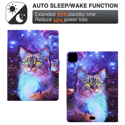 For iPad Pro 11-inch (2018)/(2020)/(2021)/iPad Air (2020)/Air (2022) Card Holder PU Leather Tablet Case Stand Pattern Printing Protective Cover
