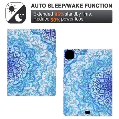 For iPad Pro 11-inch (2018)/(2020)/(2021)/iPad Air (2020)/Air (2022) Card Holder PU Leather Tablet Case Stand Pattern Printing Protective Cover