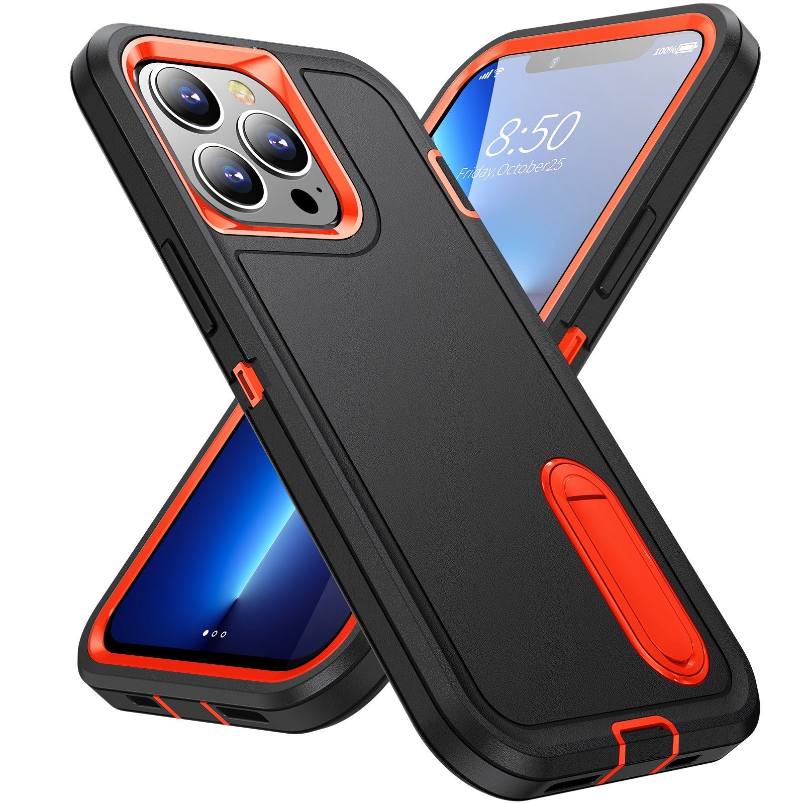 Defender Series Military Drop-resistant Phone Case for iPhone 13 Pro 6.1 inch, PC + TPU Cover with Kickstand