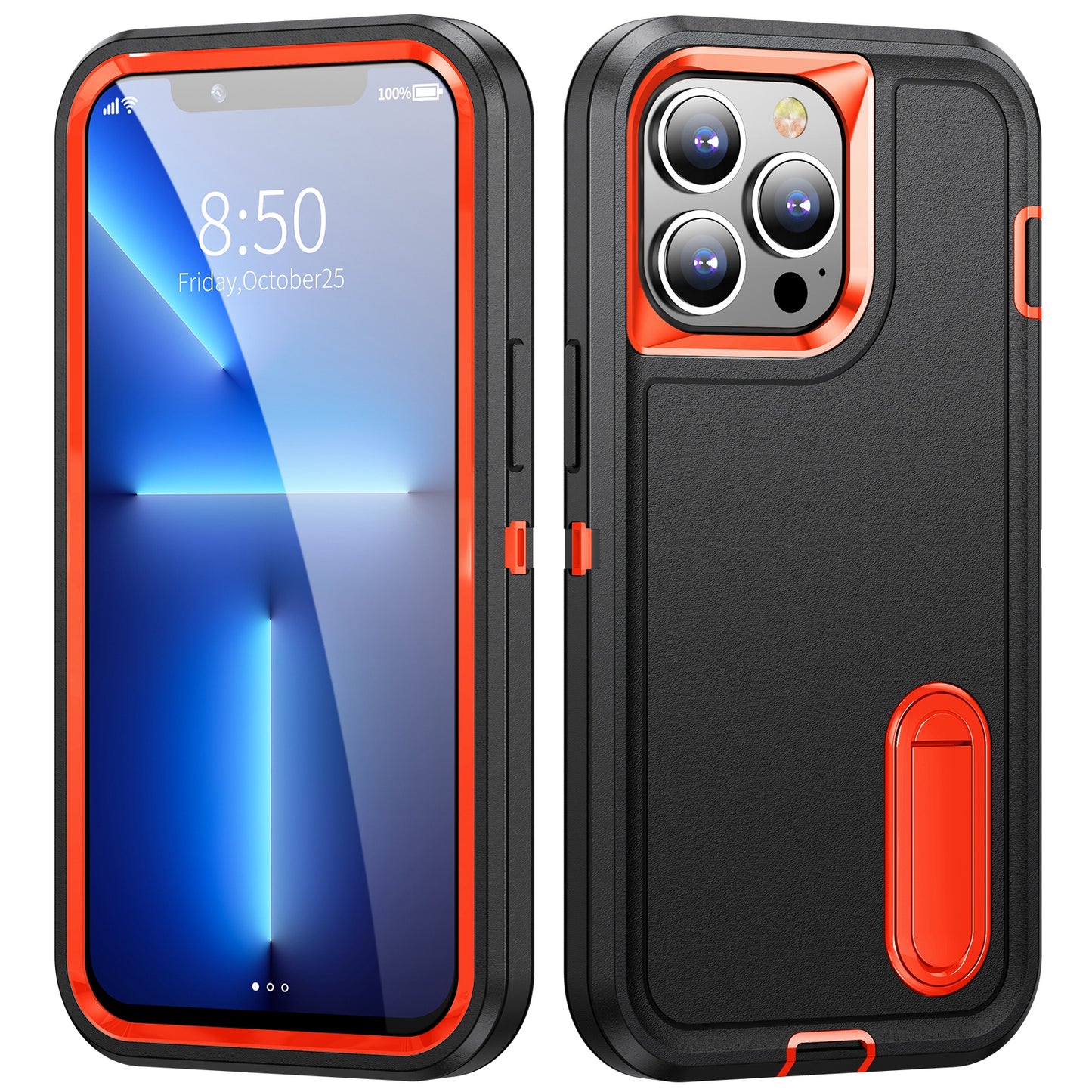 Defender Series Military Drop-resistant Phone Case for iPhone 13 Pro 6.1 inch, PC + TPU Cover with Kickstand