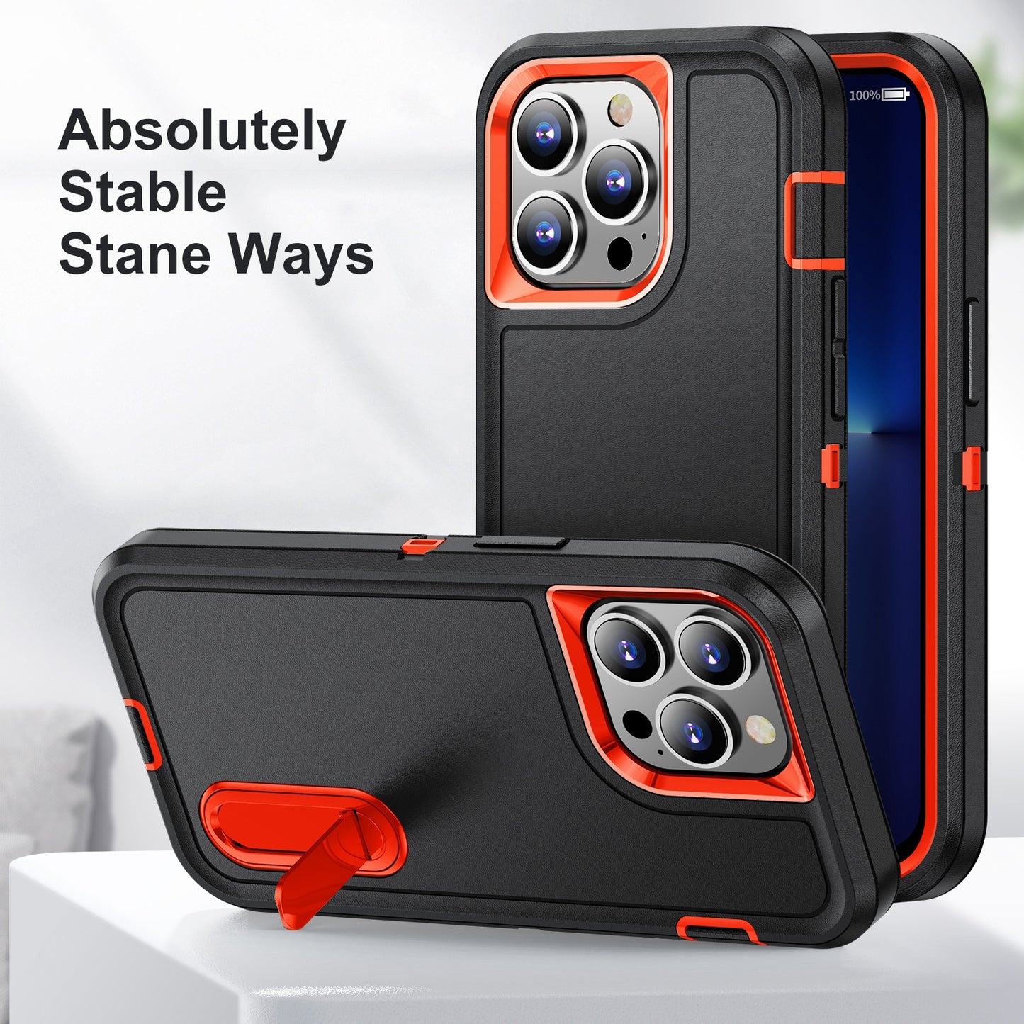 Defender Series Military Drop-resistant Phone Case for iPhone 13 Pro 6.1 inch, PC + TPU Cover with Kickstand