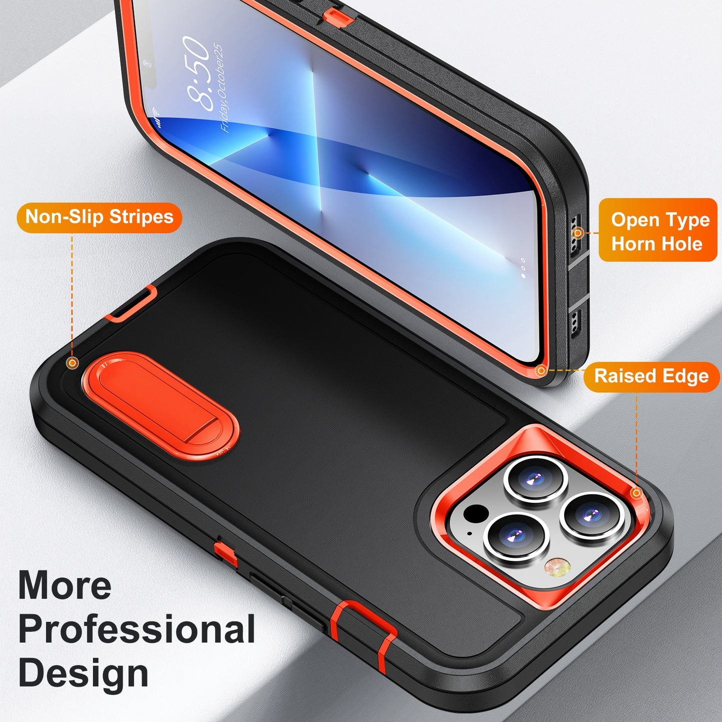 Defender Series Military Drop-resistant Phone Case for iPhone 13 Pro 6.1 inch, PC + TPU Cover with Kickstand