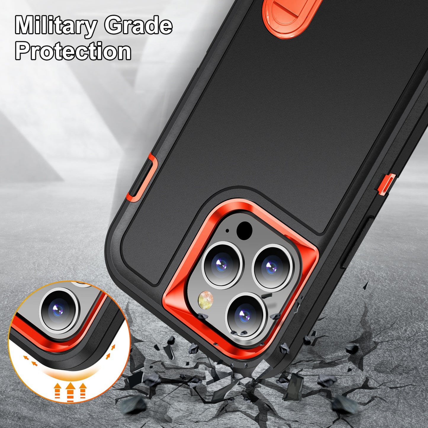Defender Series Military Drop-resistant Phone Case for iPhone 13 Pro 6.1 inch, PC + TPU Cover with Kickstand