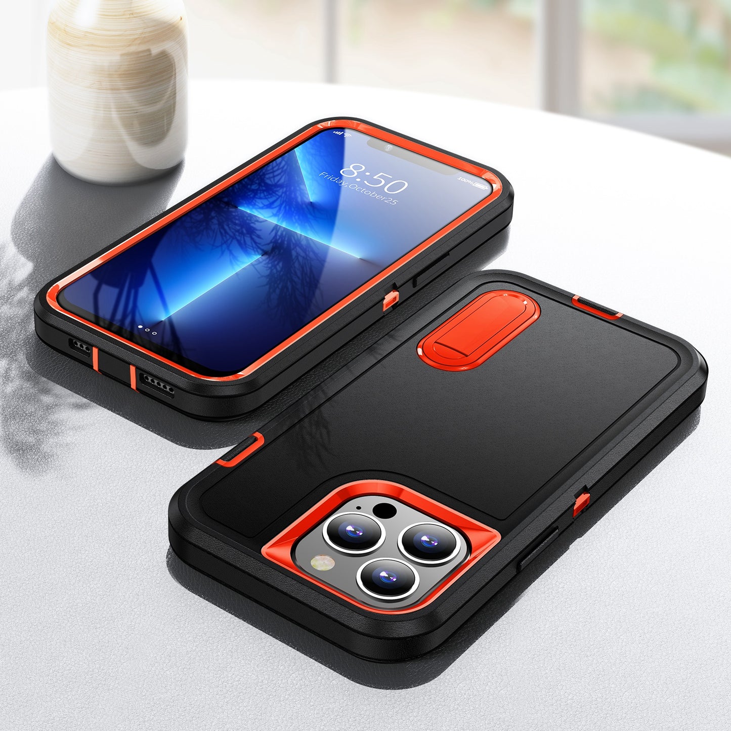 Defender Series Military Drop-resistant Phone Case for iPhone 13 Pro 6.1 inch, PC + TPU Cover with Kickstand
