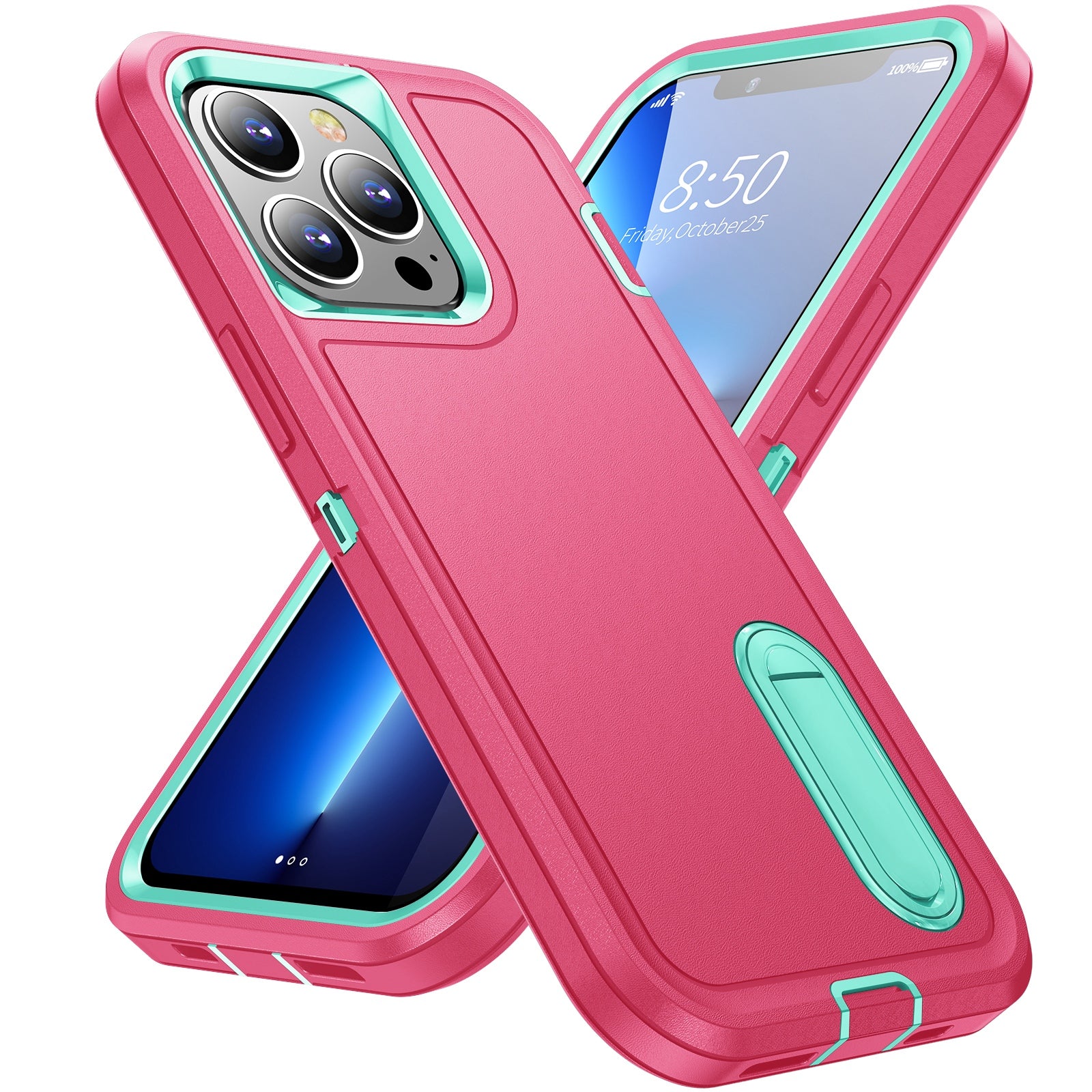 Defender Series Military Drop-resistant Phone Case for iPhone 13 Pro 6.1 inch, PC + TPU Cover with Kickstand