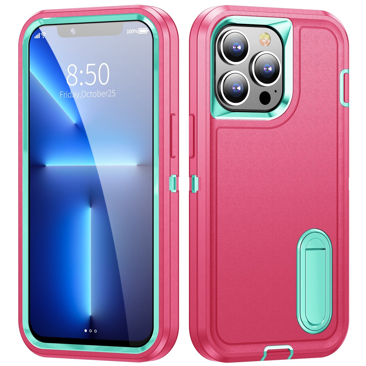Defender Series Military Drop-resistant Phone Case for iPhone 13 Pro 6.1 inch, PC + TPU Cover with Kickstand