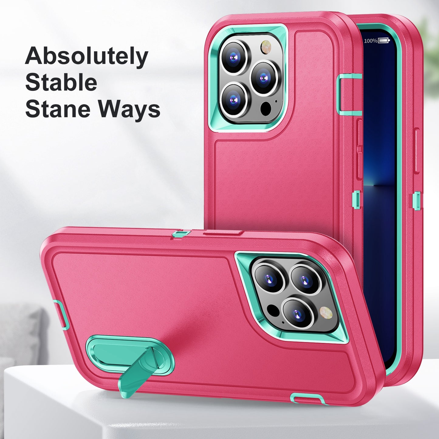 Defender Series Military Drop-resistant Phone Case for iPhone 13 Pro 6.1 inch, PC + TPU Cover with Kickstand
