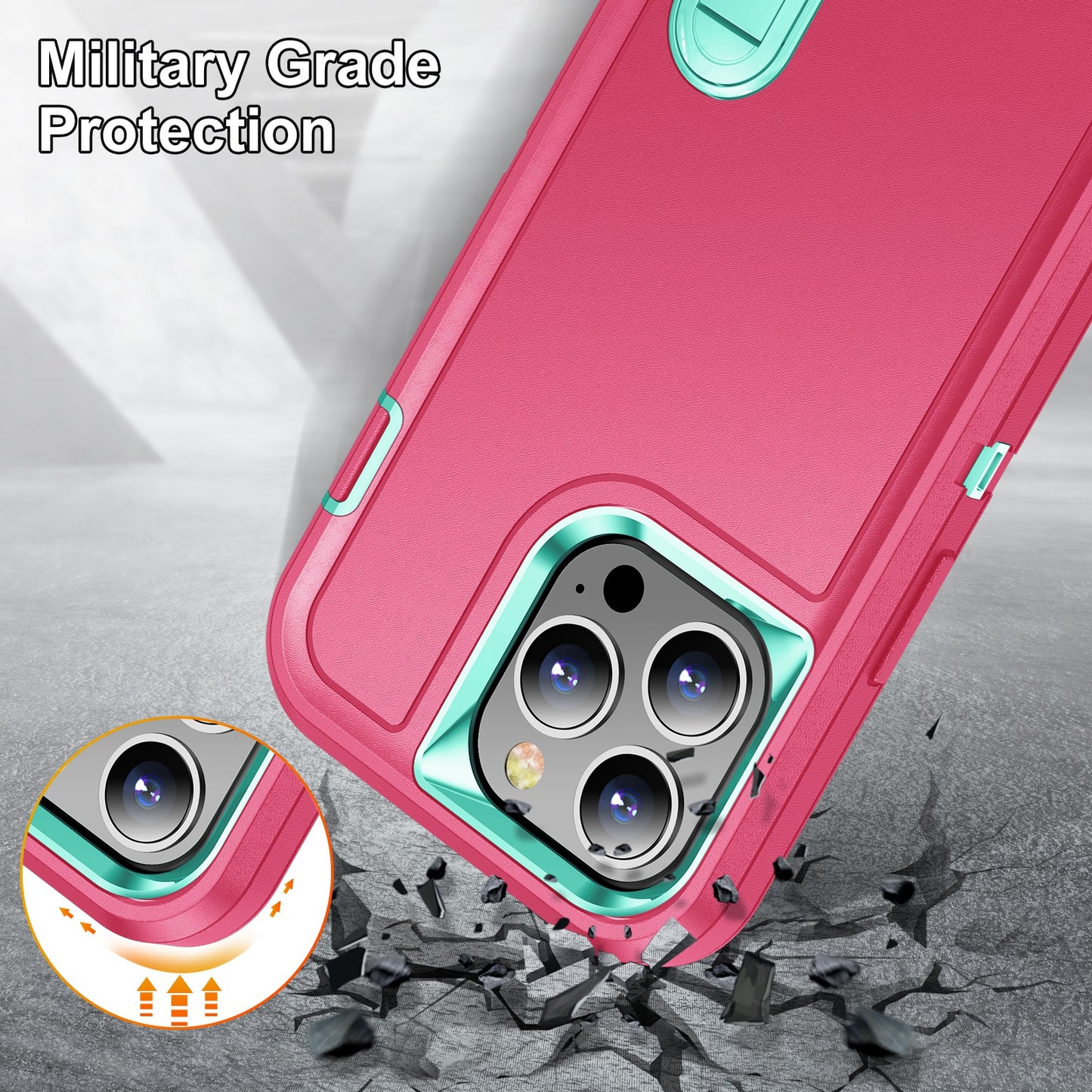 Defender Series Military Drop-resistant Phone Case for iPhone 13 Pro 6.1 inch, PC + TPU Cover with Kickstand