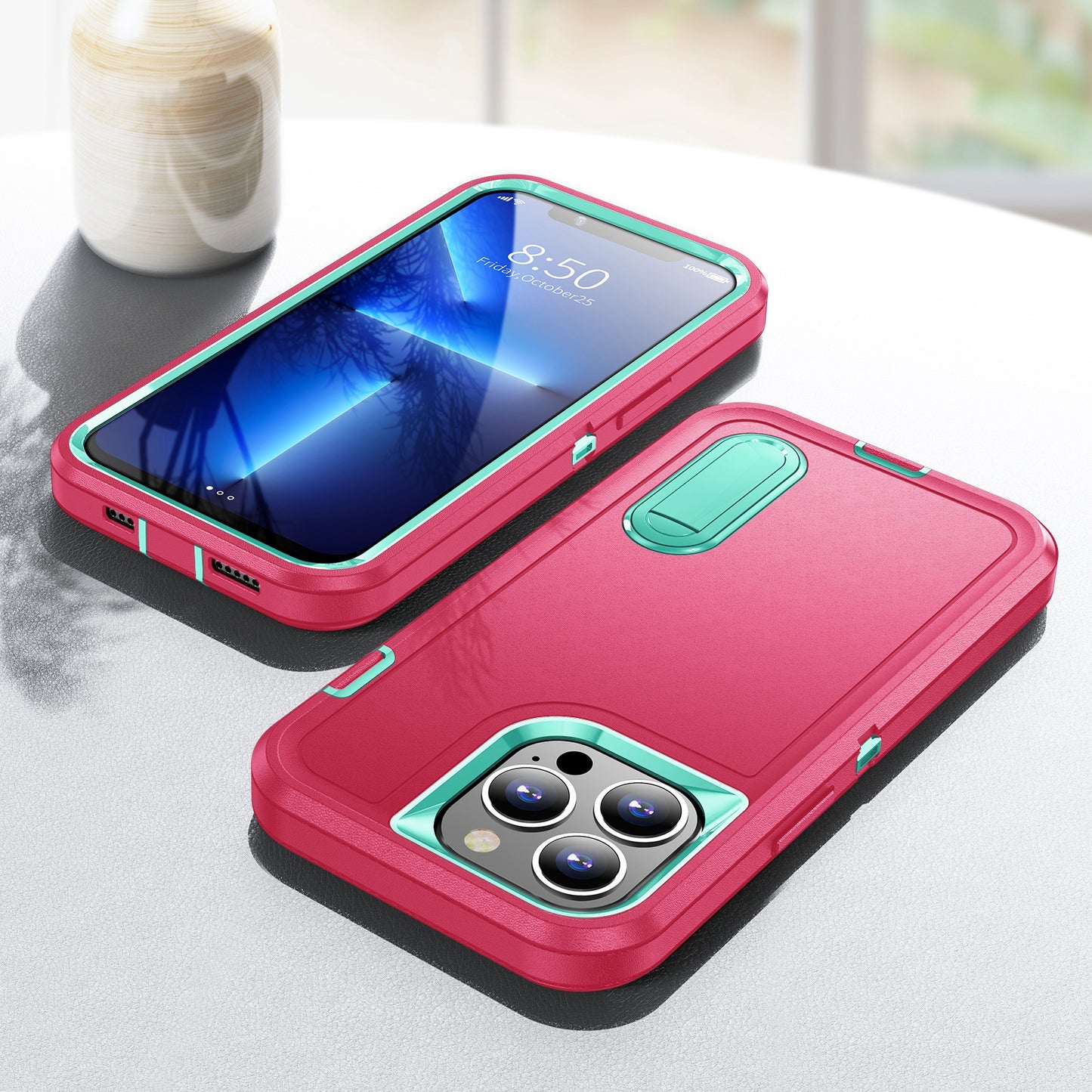 Defender Series Military Drop-resistant Phone Case for iPhone 13 Pro 6.1 inch, PC + TPU Cover with Kickstand